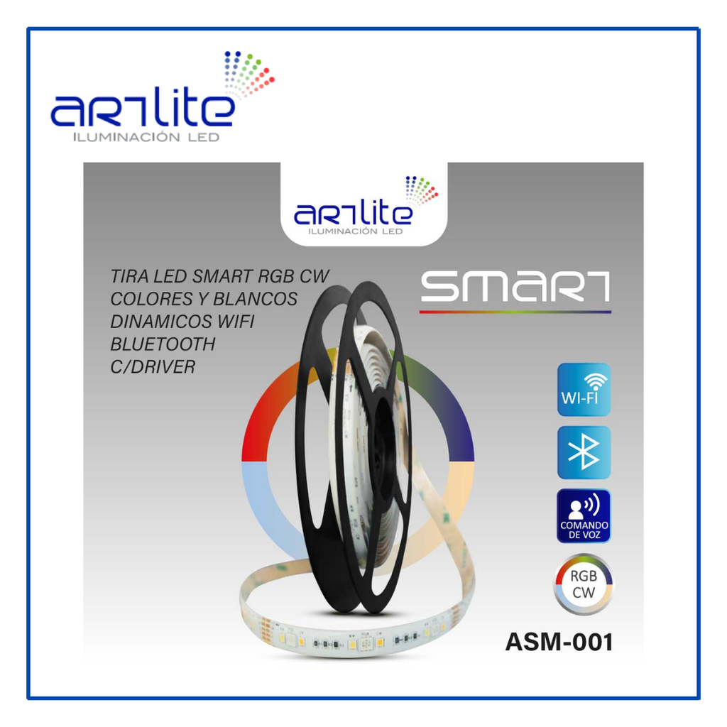 ASM-001 - TIRA LED SMART RGB CW COLORES Y BLANCOS DINÁMICOS WIFI BLUETOOTH  C/DRIVER