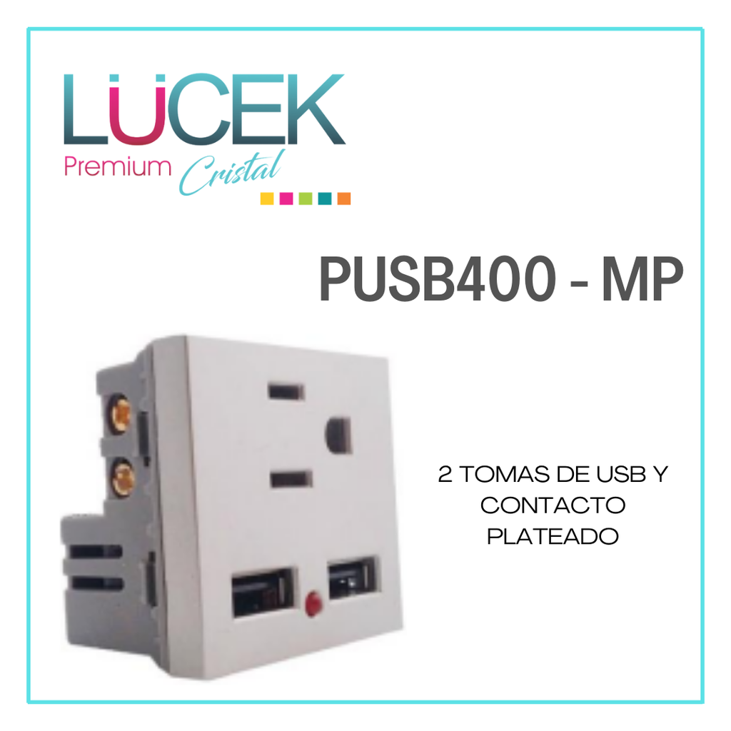LCK- 2 TOMAS DE USB Y CONTACTO PLATEADO