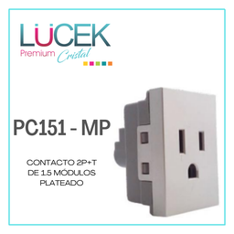 [PC151-MP] LCK- CONTACTO DE 2P+T DE 1.5 MÓDULOS PLATEADO