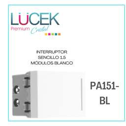 [PA151-BL] LCK- INTERRUPTOR SENCILLO DE 1.5 MÓDULOS BLANCO