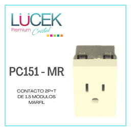 [PC151-MR] LCK- CONTACTO 2P+T DE 1.5 MÓDULOS MARFÍL